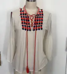Boho Embroidered peasant blouse by Sugar + Lips M