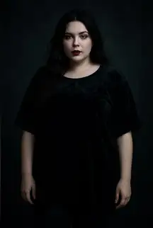 Vintage BLAIRE DEADSTOCK Crushed Velvet Black Tunic Blouse Goth Witch Vampy 2XL