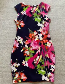 Womens Dress Navy Pink Floral Sleeveless - Size 10