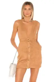 NWT  Lovers + Friends Zayden Brown Faux Suede Apron Dress