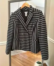 Cache Black Gray Striped‎ Double Breasted Blazer Size 2