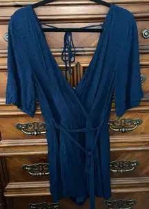 Mi Ami 100% Rayon Navy Blue Romper