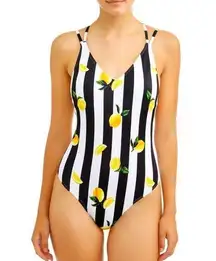 Sz M No Boundaries Black and White Lemon One Piece Swimsuit