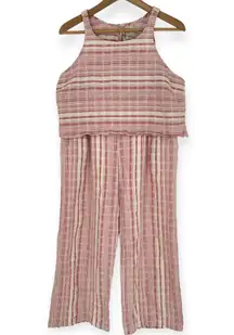 Anthropologie SaturdaySunday | Large P | Pink Striped Aita Set Wide Leg Crop Top