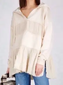 Free People Sail Away With Me Hoodie Pullover Sweatshirt Boho Lagenlook Size XS