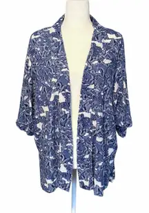 Sno Skins Open Front Cardigan Textured Soft Short Sleeve Blue