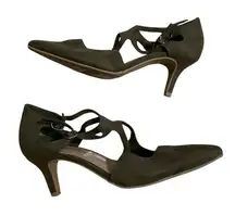FIONI Clothing Black Heels with Pointed Toe‎ and Straps
