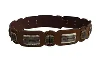 CHICO’S Southwest Brown Leather Belt‎ Size Small/Med Chunky 39” Length 2.5” Wide