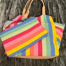 Colorful Striped Tote and Pouch Set by On 34th