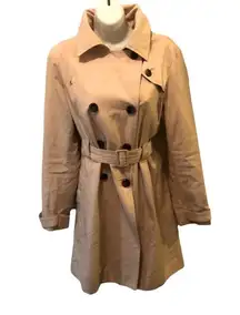 Steve Madden Long Tan Double Breasted Belted Trench Coat Size 8 Spring Summer