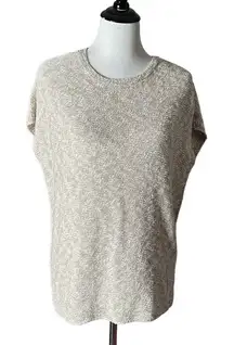 J Jill Cap Sleeve Neutral Knit Top Size S Minimalist BOHO Quiet Luxury Old Money