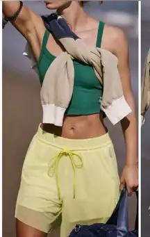 NWOT Free People FP Movement Double Vision Long Shorts - sour citrus yellow - XS