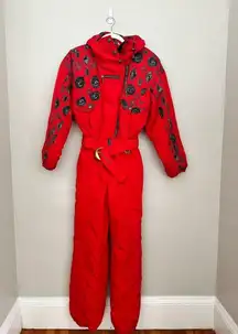 Vintage NILS Red Patterned Snowboard Ski Jumpsuit