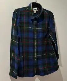 L.L. Bean Relaxed Fit Blue Plaid Brushed Flannel Button Down Med. Item #273137