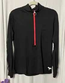 PINK Victoria's Secret Black Long Sleeve Half Zip Light Jacket Size Large