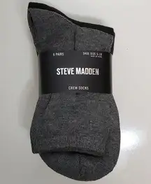 Steve Madden Black Grey Blue 6 Pairs Crew Socks Shoe Size 5 - 10
