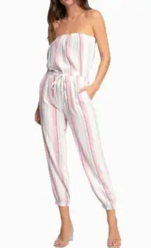 NWT Elan Metallic Striped Strapless Cropped Jumpsuit size small