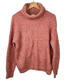 Caslon Pink Mauve Cable Knit Long Sleeve Turtleneck Sweater Size Small