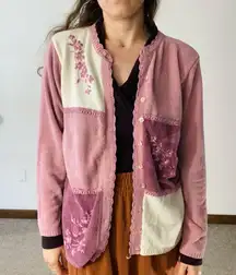 VINTAGE DRESS BARN Chenille Embroidered Cardigan