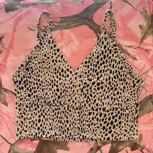 tan cheetah print v neck tank top