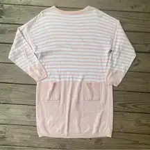 Joan Vass, USA Pink Striped Cotton Sweater Dress