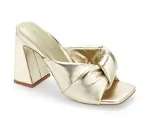 Open Edit Nordstrom Saydee Gold Metallic Puff Sandal Heel, NWOT, Size 5.5