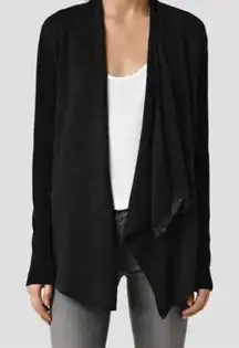 All Saints Drina Draped 100% Wool Asymmetrical Zip Cardigan - Size - 4