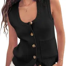 Black Button-Up Women's Sweater Vest