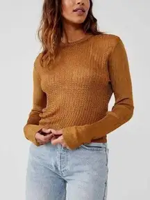 BRAND NEW FREE PEOPLE OPEN KNIT LONG SLEEVE TOP SIZE S!
