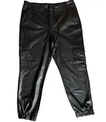 Ban•Jara Faux Leather Cargo NWOT Jogger Pants with Drawstring Size Large