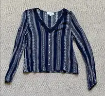 Hippie Rose Navy and White Patterned Top