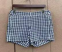 J Crew Womens Shorts Black White Buffalo Plaid 100% Cotton Size 10