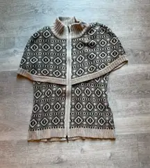 Weekend Max Mara Full Zip Short Sleeves Cape Cardigan Size M Wool Cashmere Blend