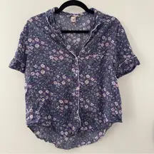 Victoria’s Secret Floral Button Down Pajama Sleep Shirt Top Lounge Size Small S