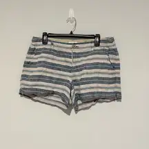 St. Tropez Linen Chino Striped Shorts blue pink size 8‎