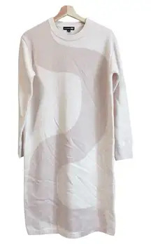 Marimekko Uniqlo Sweater Dress Women Size XS Cream Wool Knit Boho Lagenlook Art