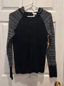 Telluride Clothing Co. Womens Black Hooded Wool Sweater Knit Raglan Sleeve‎ Sz M