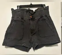 Kancan black paper bag waist shorts size M