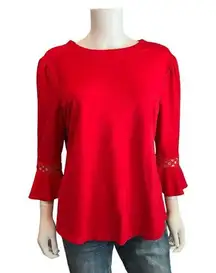 The Limited  Red Puff 3/4 Ruffle Sleeve Size XL