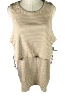 Old Navy Maternity Nursing Dress XXL Striped Tank Drawstring Beige‎ NEW Ribbed