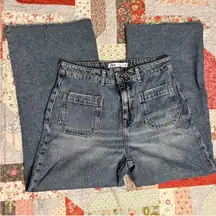 Zara Wide Leg Cropped Pocket Detail Jeans - size 8