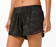 Lululemon Hotty Hot Short II Long 4" Incognito Camo Multi Gator Green Black 10