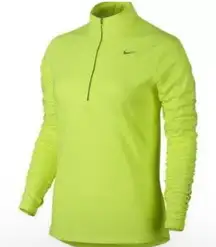 Nike Running Dri Fit Element Shirt Womens M Long Sleeve Volt 1/4 Zip Pullover