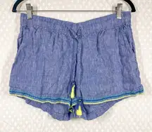 Vineyard Vines‎ Blue Embroidered Linen Tassel Shorts