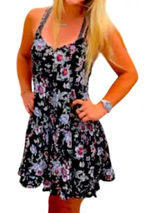 American Eagle Floral Strappy Swing Mini Sundress XS Empire Waist