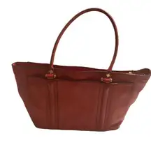 ANTONIO MELANI Women’s Red Leather‎ Tote Handbag Work Computer Bag 13.5X5X11.5