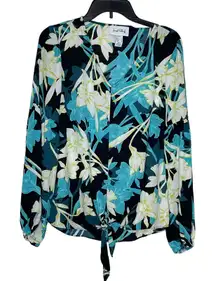 Joseph Ribkoff Women Blouse Style 212239 Floral Tie-Front V-Neck‎ Long Sleeves 4