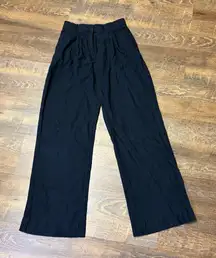 Abercrombie & Fitch Sloane High Rise Pleated Linen-Blend Pants Size XS Black