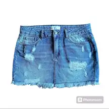 Free People We The Free Distressed Jean Mini Skirt- Size 6