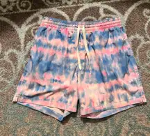 Chubbies Pink and blue tie dye athletic shorts